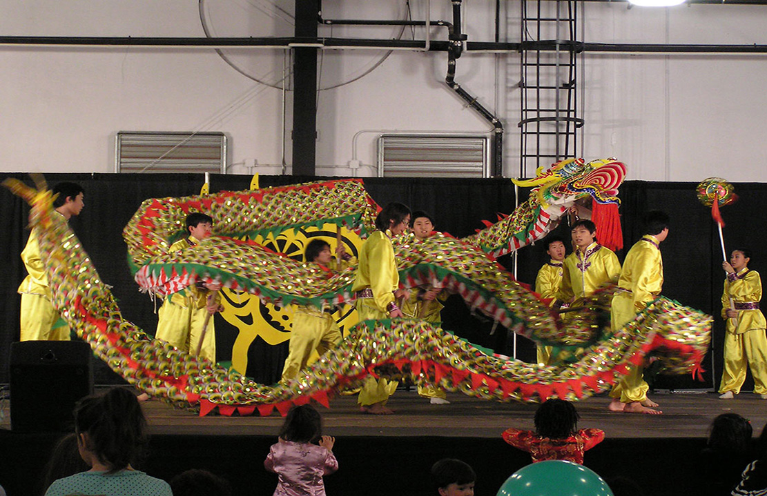 The dragon dance is performed to bring good luck for the coming year.